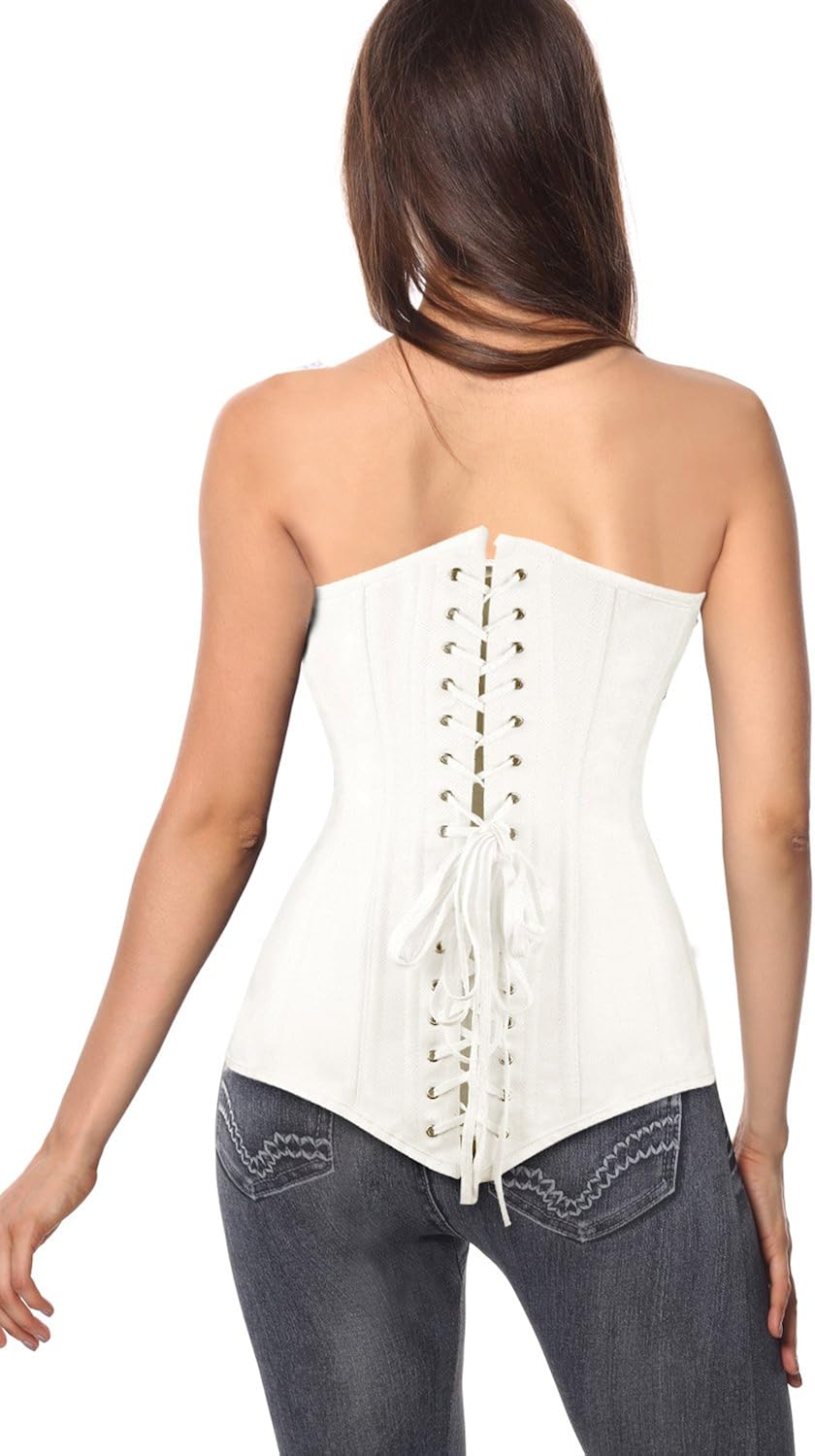 Charmian Women's 26 Steel Boned Cotton Long Torso Hourglass Body Shaper Corset at  Women’s Clothing store