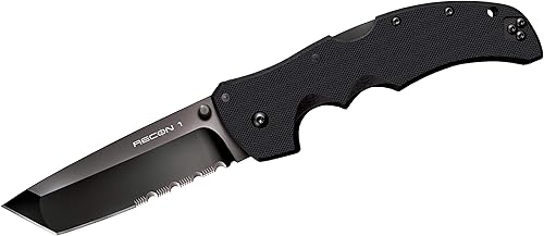 Miniatura 6 de Cold Steel 4-Max Scout - Cuchillo plegable con bloqueo Tri-Ad y mango G-10, tamaño único y Recon 1 Series Cuchillo plegable táctico con bloqueo