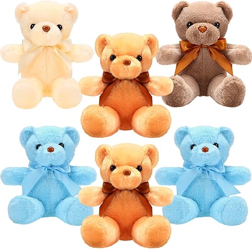 Miniatura 7 de Aoriher 6 piezas de oso a granel de oso de peluche para baby shower, oso suave y lindo, oso de Pascua, regalos de graduación, decoraciones para