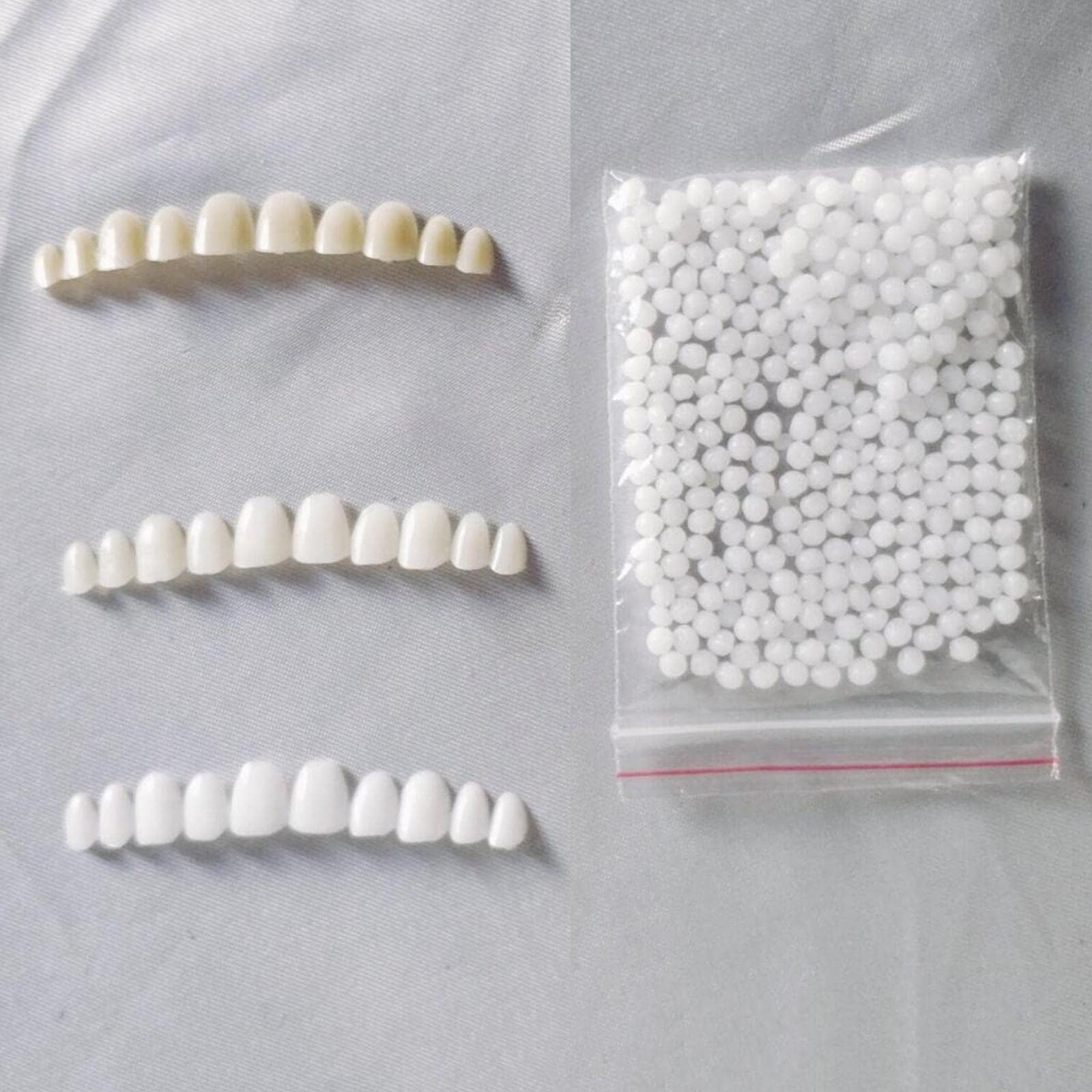 VMS INDIA Moldable Teeth Veneers with Adhesive Fitting Beads Temporary False Teeth