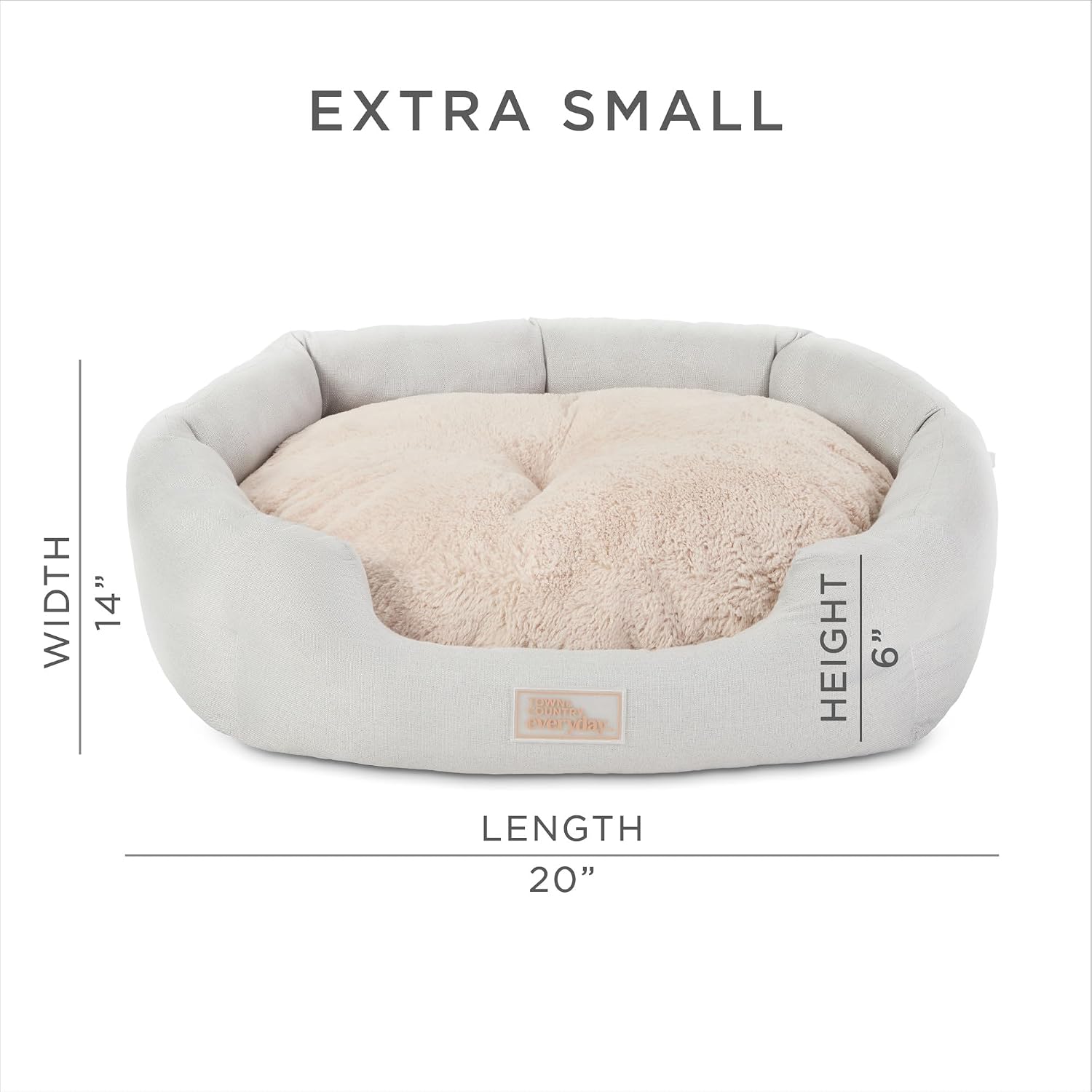 Town & Country Everyday CuddleTown Faux Linen Comfy Cozy Cuddler Pet Bed, Supportive & Calming, Non-Slip Bottom, Machine Washable Cover, Grey, XS 20"x14"x6" image 2