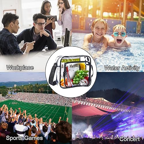 Miniatura 8 de Bolso cruzado transparente aprobado para estadios, bolsa de hombro transparente con correa ajustable para trabajo, conciertos, eventos deportivos,