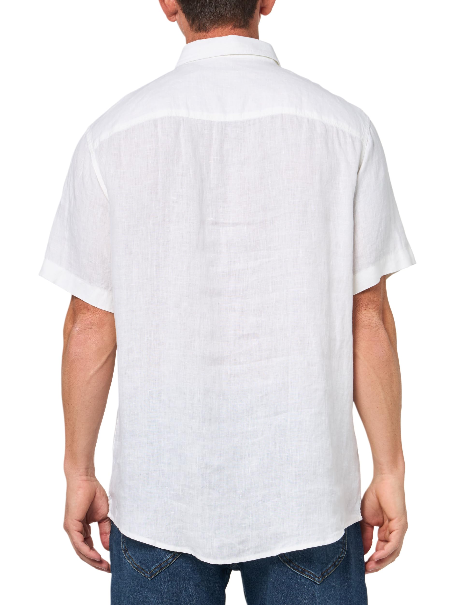 Armani Exchange Short Sleeve Regular Fit Linen Shirt Camisa para Hombre