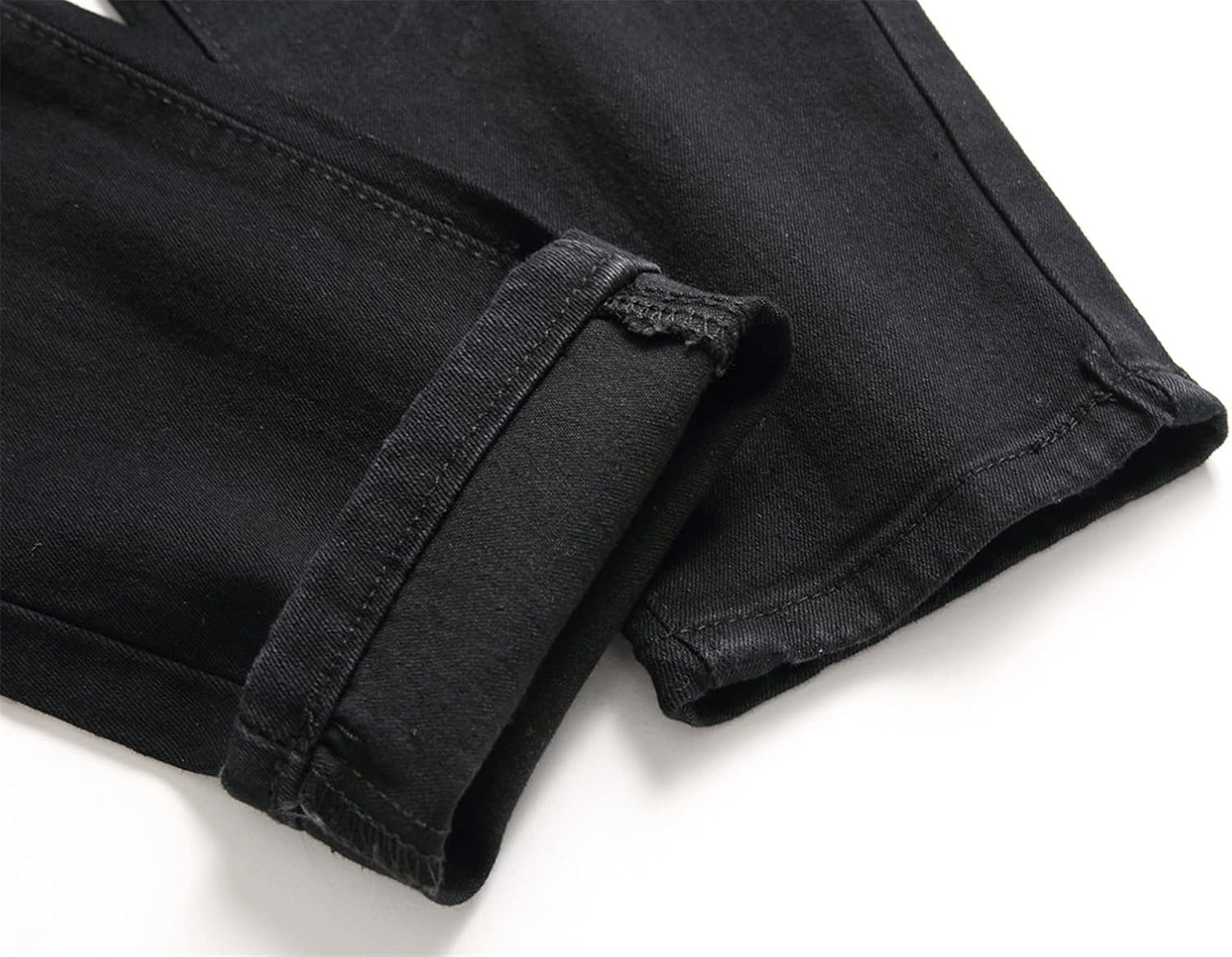 Men's Solid Color Slim Elastic Jeans Fit Stretch Jeans Ripped Skinny Jeans Distressed Straight Leg Denim Pants