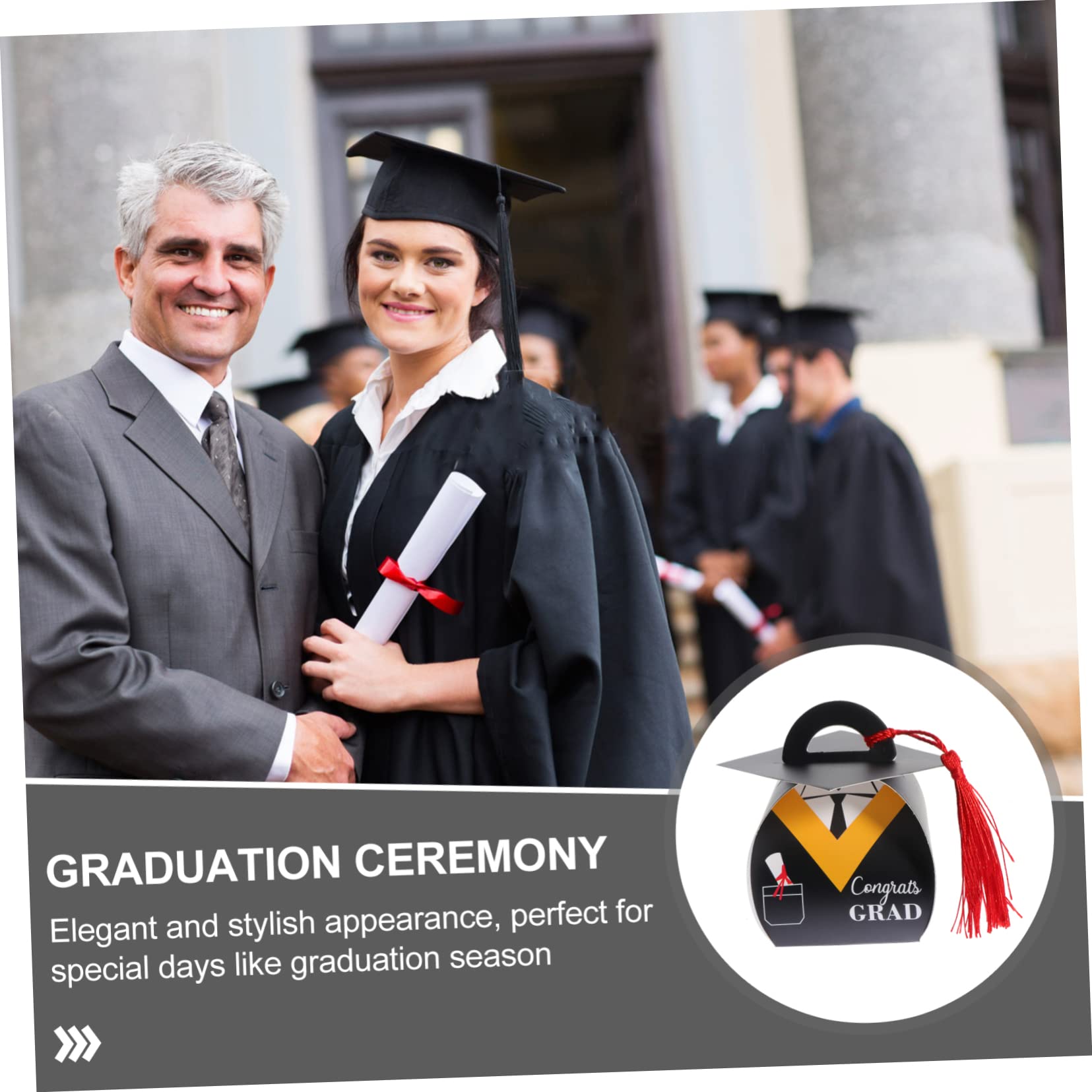 Yasoe 25Pcs Boite De Cadeau En Forme De Chapeau De Graduation De Papier De DIY Boite A Chocolat A Sucre Pour Chapeau De Faveur De Fete De Baccalaureat Boite-Cadeau De Bonbon De