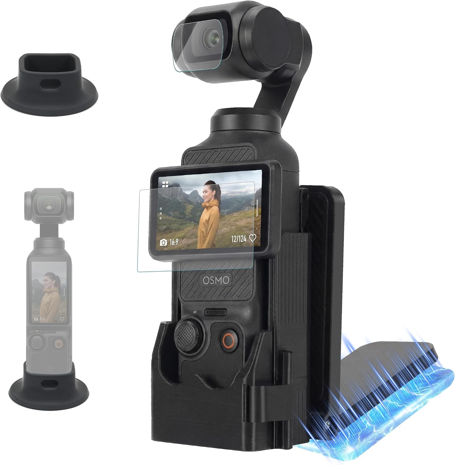 Osmo Pocket 3 Mount Bundle, Vlogging Camera with 1'' CMOS & 4K/120fps | 3-Axis Stabilization, Spotlight Follow, Fast Focusing, Original Standard Combo + Magnetic Mount Stand + Desktop Mount