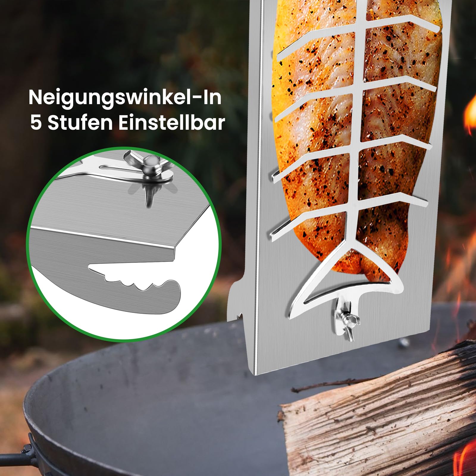 Tabla de salmón de Acero Inoxidable, extraancha, 17 cm, Apta para braseros y barbacoas con Grosor de Pared de hasta Menos de 8 mm, Alternativa Tabla de salmón Flameado
