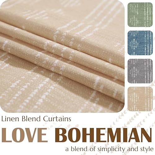 Miniatura 6 de Jinchan - Cortinas bohemias semitraslúcidas con rayas geométricas, filtrado de luz y ojales, ideal para sala de estar, dormitorio y casa de campo,