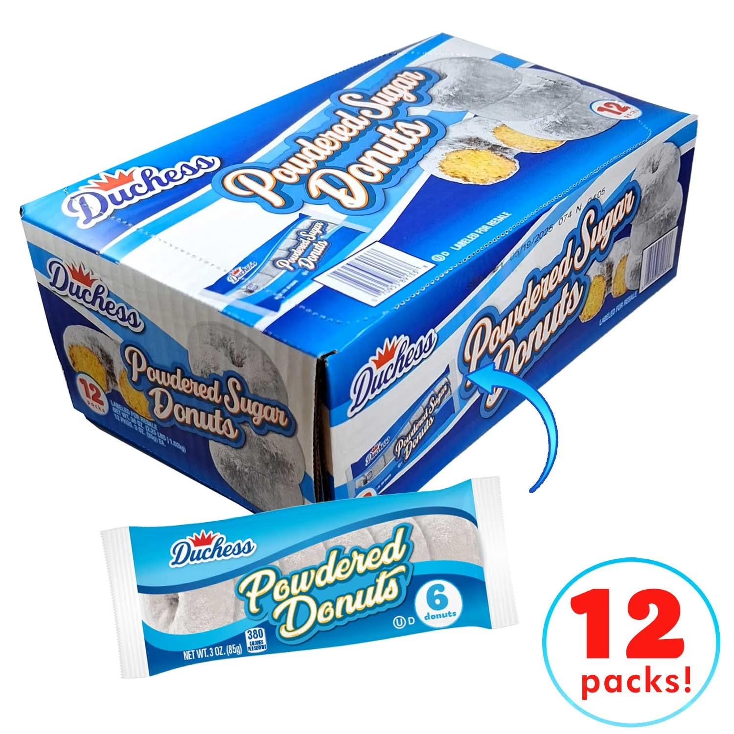 Duchess Powdered Mini Donuts - 12 Pack Individual 3 oz Snack Bags | Delicious Sweet Treats for Lunchboxes, Office, & On-the-Go Snacking | Fresh & Soft Mini Doughnuts