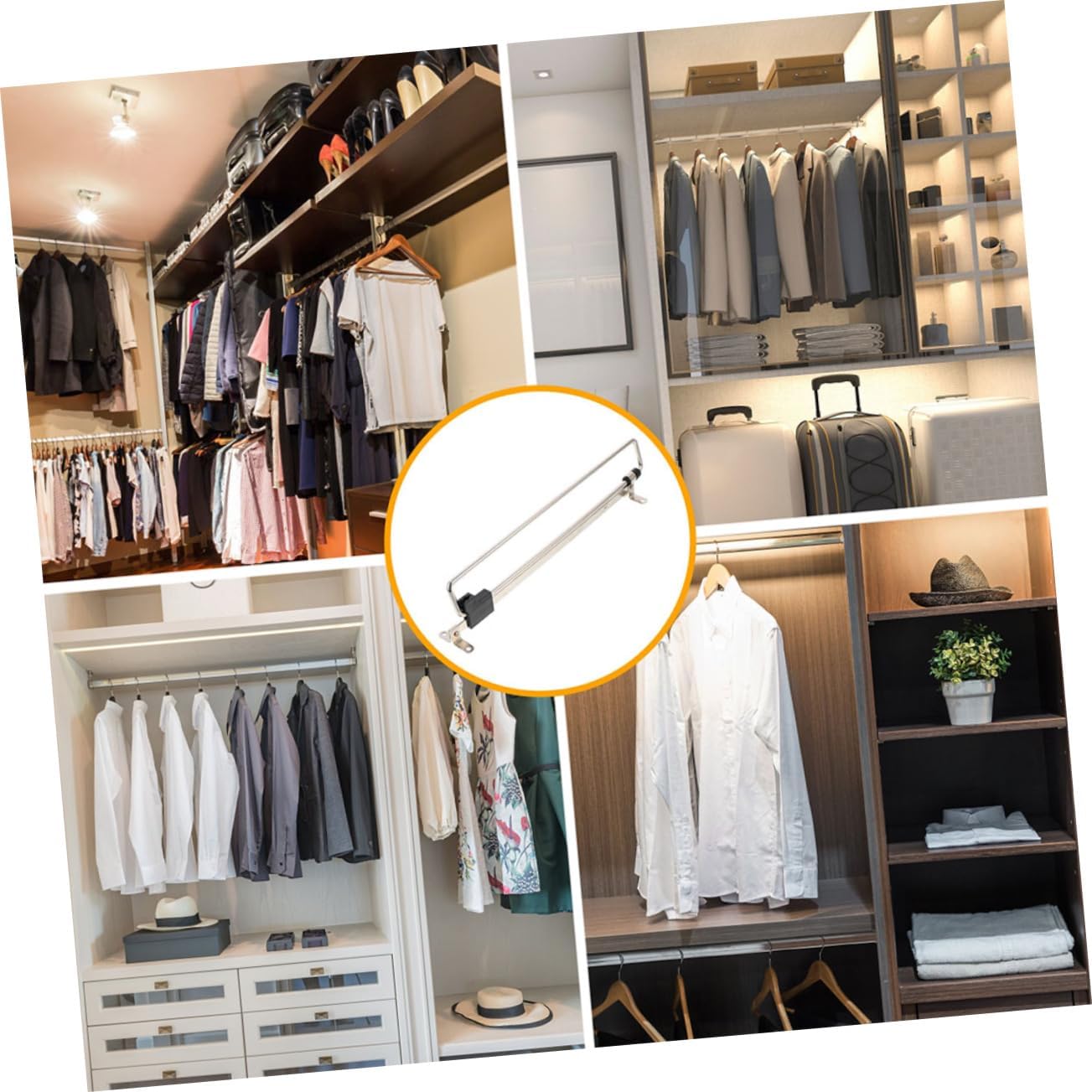 5pcs Adjustable Telescopic Clothes Hanger Rod for Closet Heavy Duty Metal Wardrobe Pull Out Rack Space-Saving Organizer for Home Storage Easy Installation and Practical Design