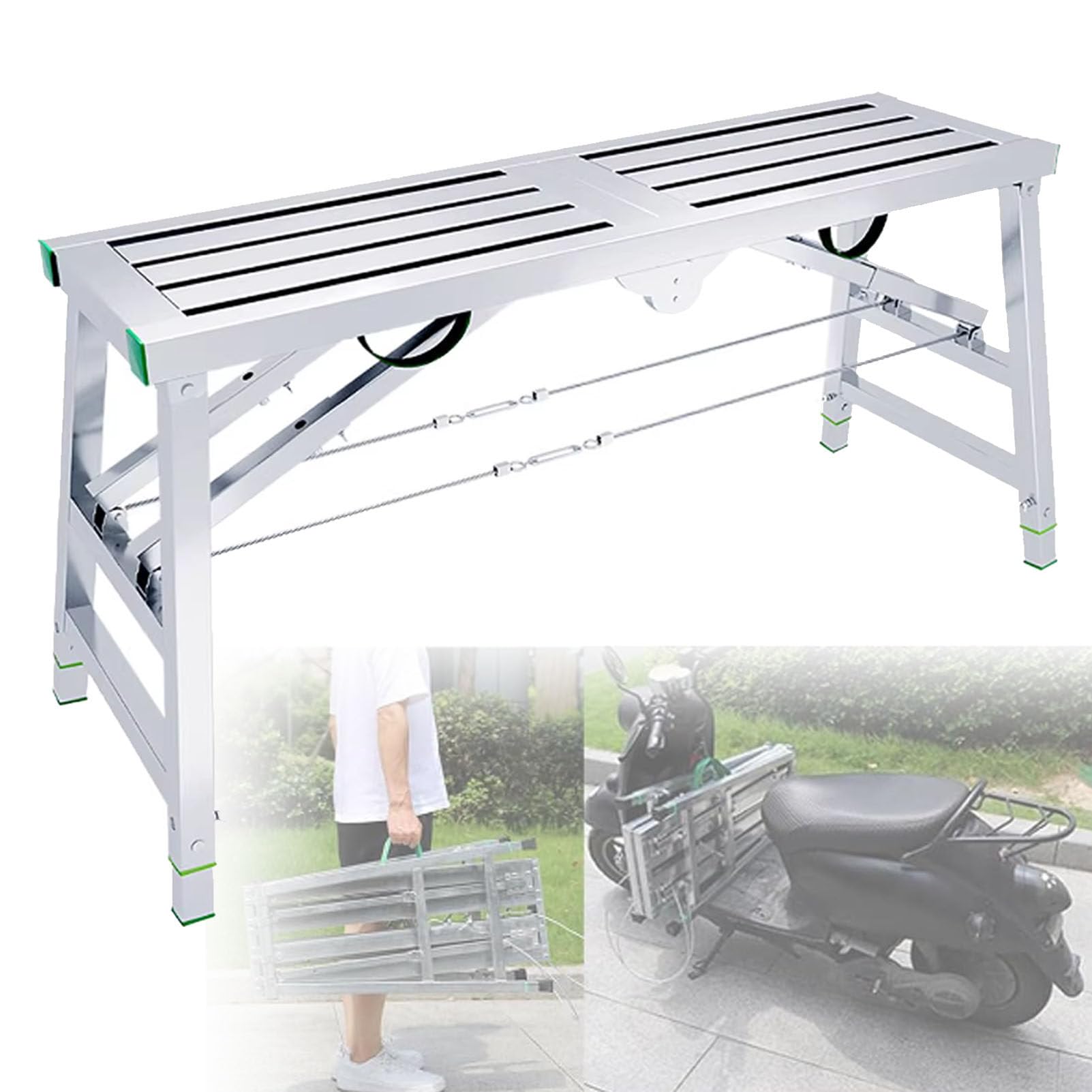 Échafaudage pliable portable avec plate-forme de travail réglable pour travaux extérieurs