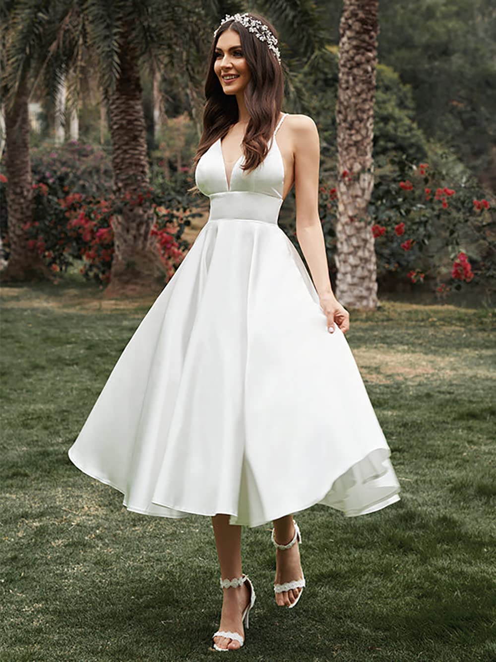 Robes de mariée en Dentelle pour Femmes, Robes de mariée Courtes avec Appliques, Robes de mariée Blanches, Tailles 12 à 40, Blanches, Tailles 12 à 40,White 12-40