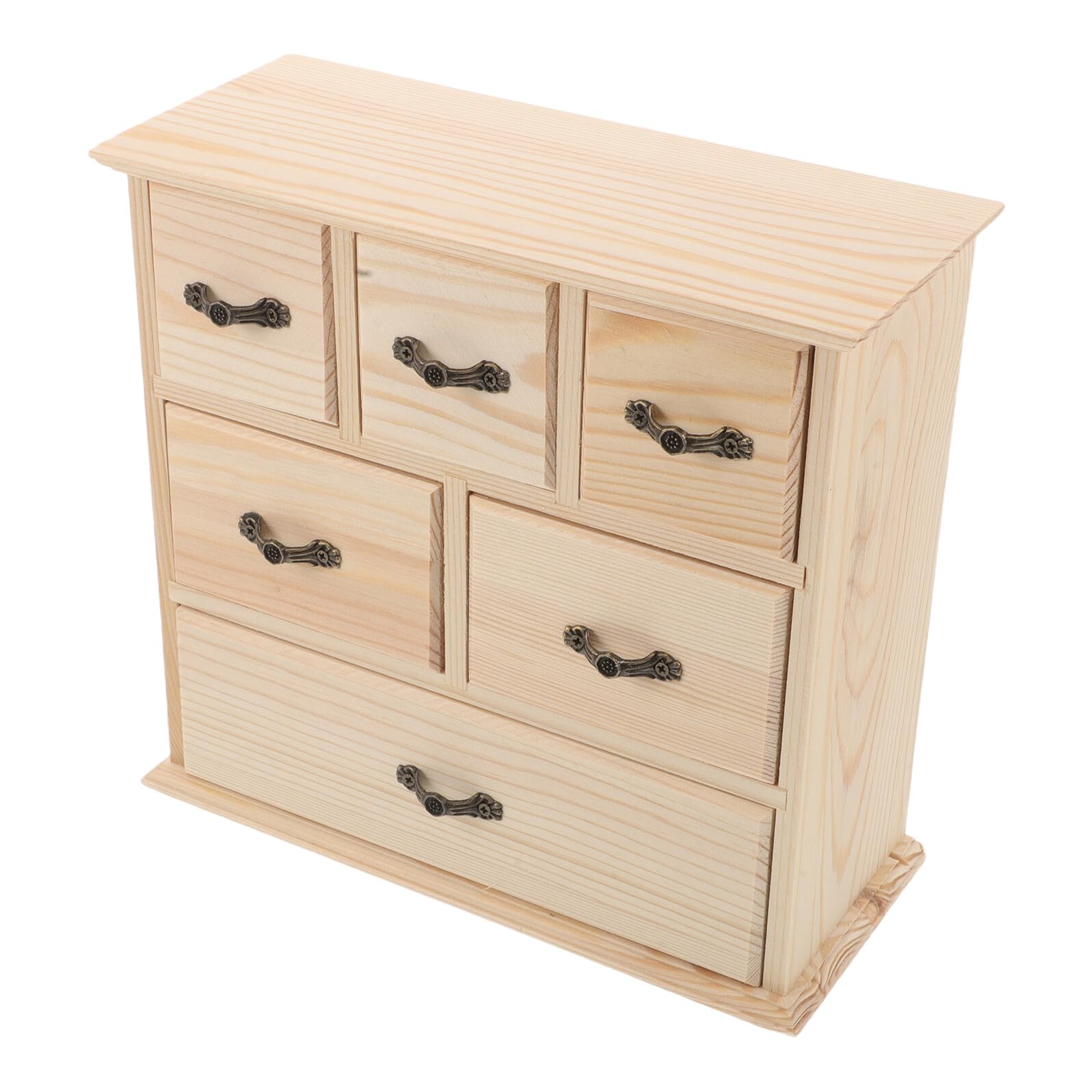 Organizador de Escritorio de Madera Natural con 6 Cajones Mini Caja de Almacenamiento para Oficina y Papelería Compacto para Escritorio y Encimera Solución Práctica para