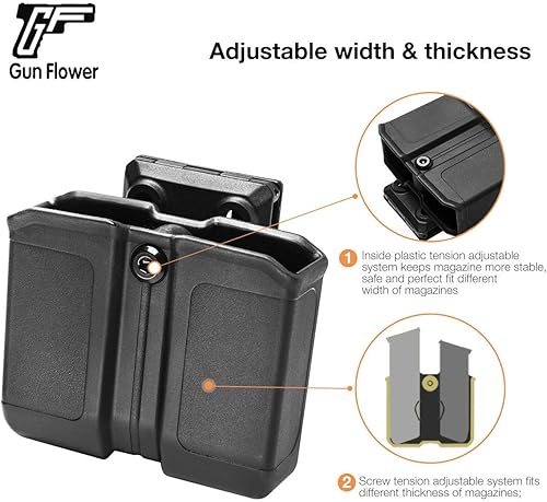 Miniatura 6 de Bolsa universal doble para revistas, soporte doble compatible con cargadores de doble pila de 0.354 in.40, clip para cinturónbolsa Molle Mag para