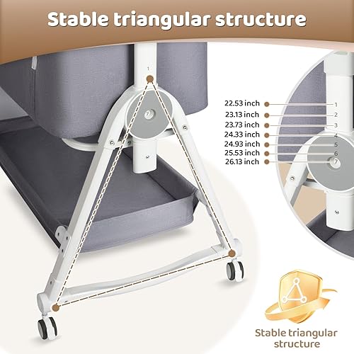 Miniatura 2 de suihuooo Cuna 4 en 1, moisés con ruedas y cesta de almacenamiento, ajustable de 7 alturas con cambiador, moisés mecedor de malla transpirable para