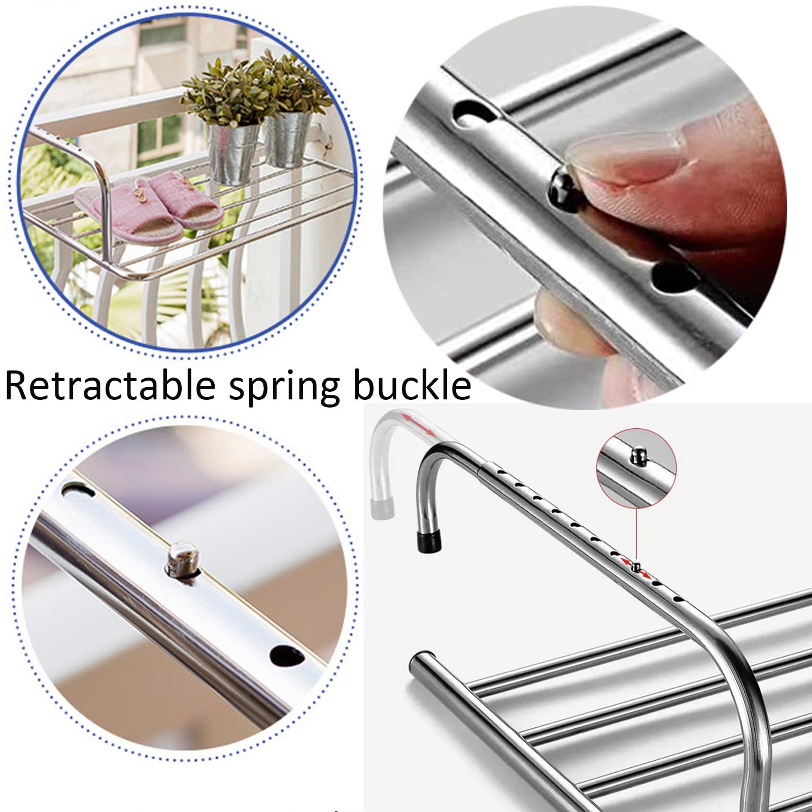 Stendibiancheria in Acciaio Inox, Stendino per Calorifero Robusto, per Balcone E Terrazza, Stendibiancheria da Appendere al Balcone Risparmiare Spazio Ribaltabile Stendino