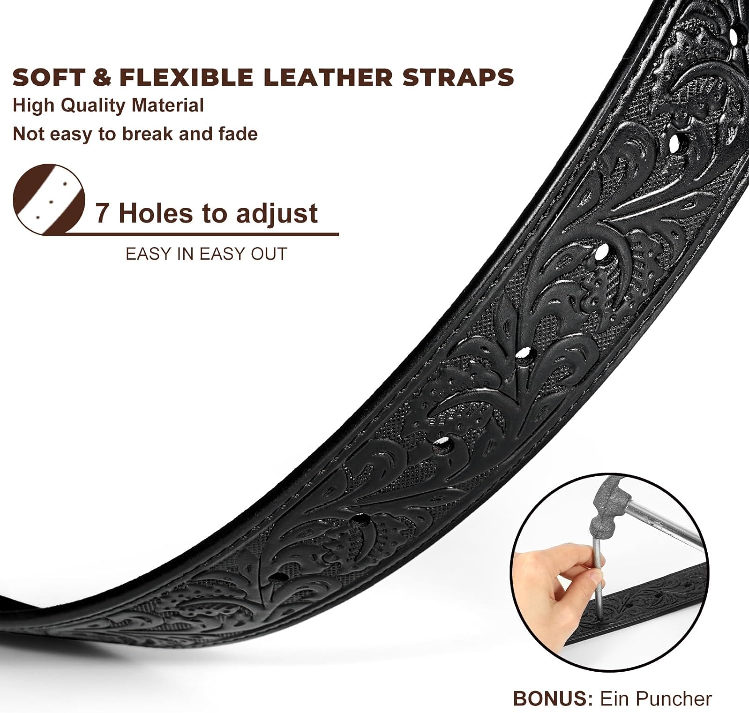 Western Leather Belt for Men Women Cowgirl Cowboy Western Longhorn Bull Buckle Belt for Jeans Christmas Gifts Belts - Image 4