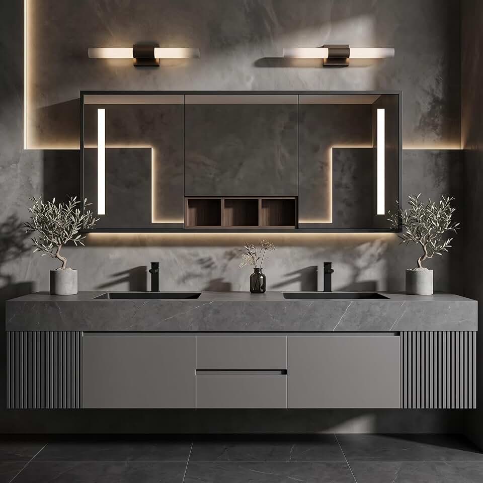 Modern Double Sink Vanity Linear Frame(110IN)