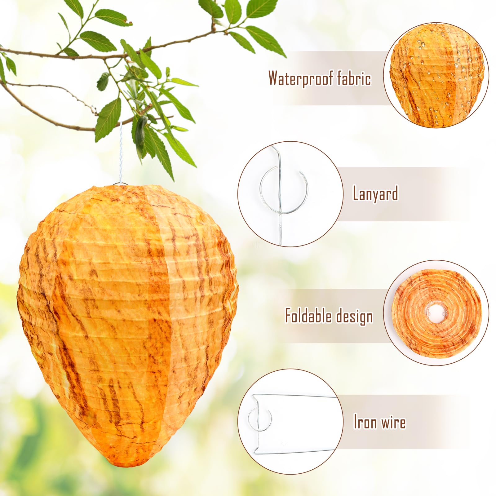 Lot De 3 Faux Nids De Frelons/Guêpes Imperméables – Leurres Dissuasifs Réalistes, Efficaces Pour Jardin, Terrasse, Maison & Extérieur