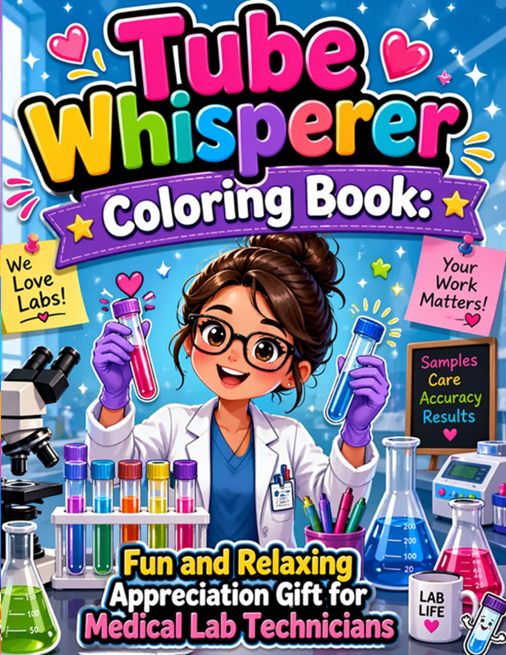 Tube Whisperer Coloring Book: Fun and Relaxing Appreciation Gift for Medical Lab Technicians: A Fun Stress Relief Coloring Book with Cute Lab Scenes ... Designs for Medical Laboratory Professionals