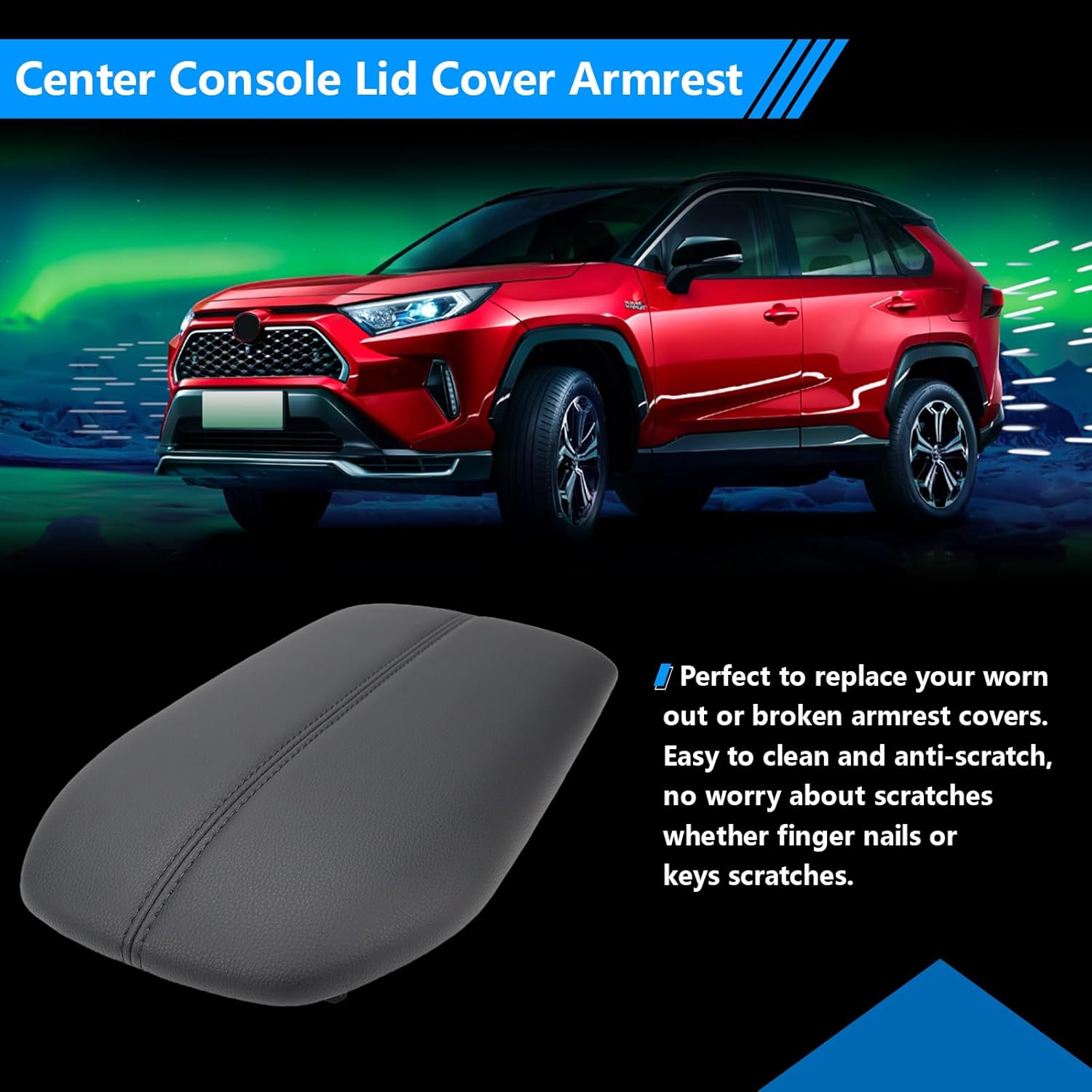 Center Console Lid Cover Armrest Compatible with Toyota Rav4 2019-2023 Replace 58920-42010-C0 (Black)