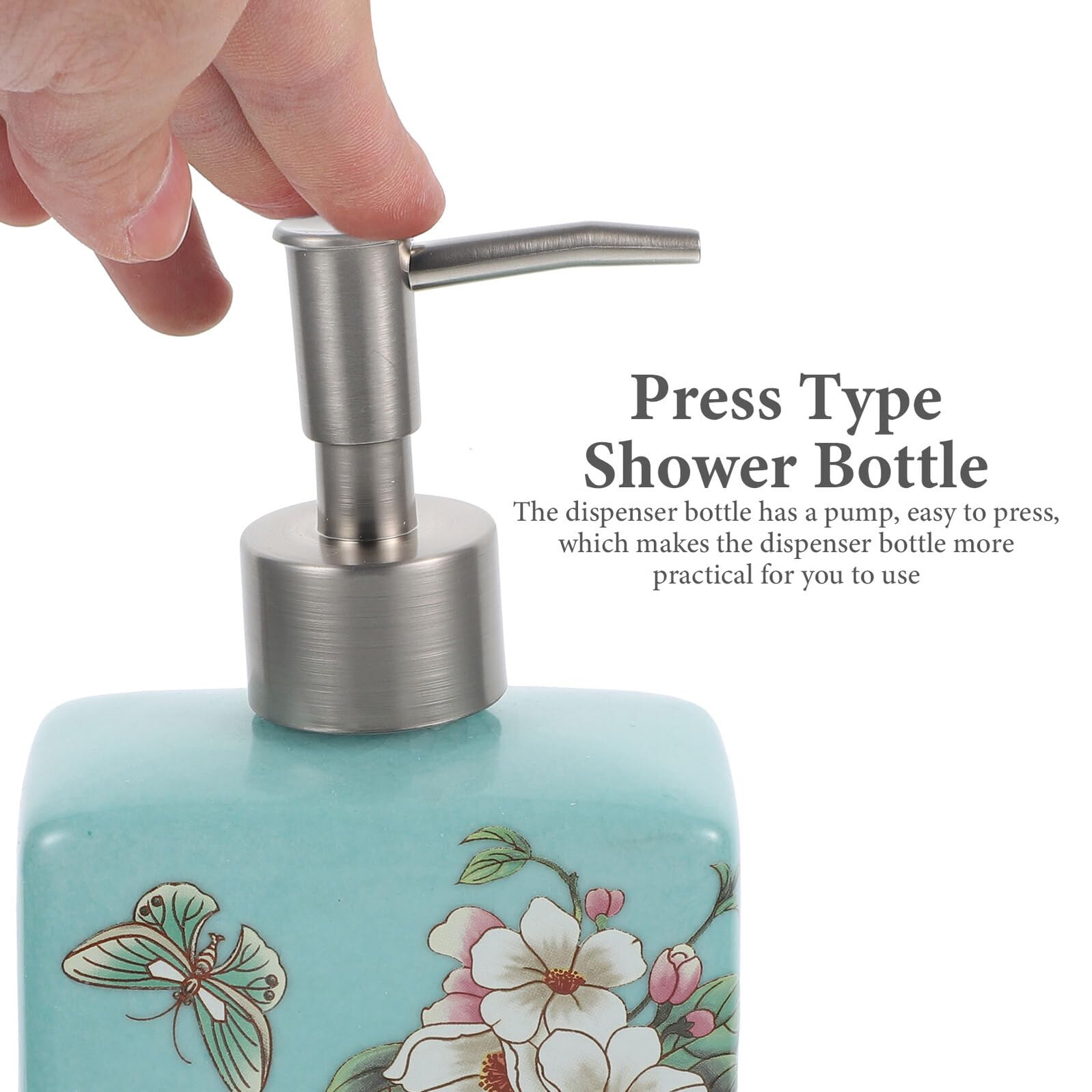Keramischer Lotion Spender mit Pumpe Nachfüllbarer Seifenspender für Badezimmer und Shampoo Vintage Design in Fruchtgrün Praktisch und Einfach zu Bedienen