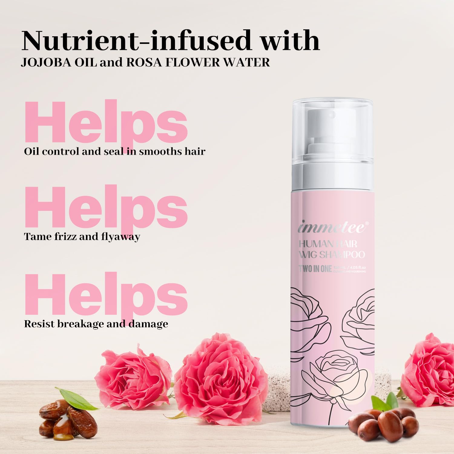 immetee Shampoo e balsamo 2 in 1 per parrucca, prolunga la vita di una parrucca, pulizia e nutrimento dei capelli, 120 ml (parrucche naturali)