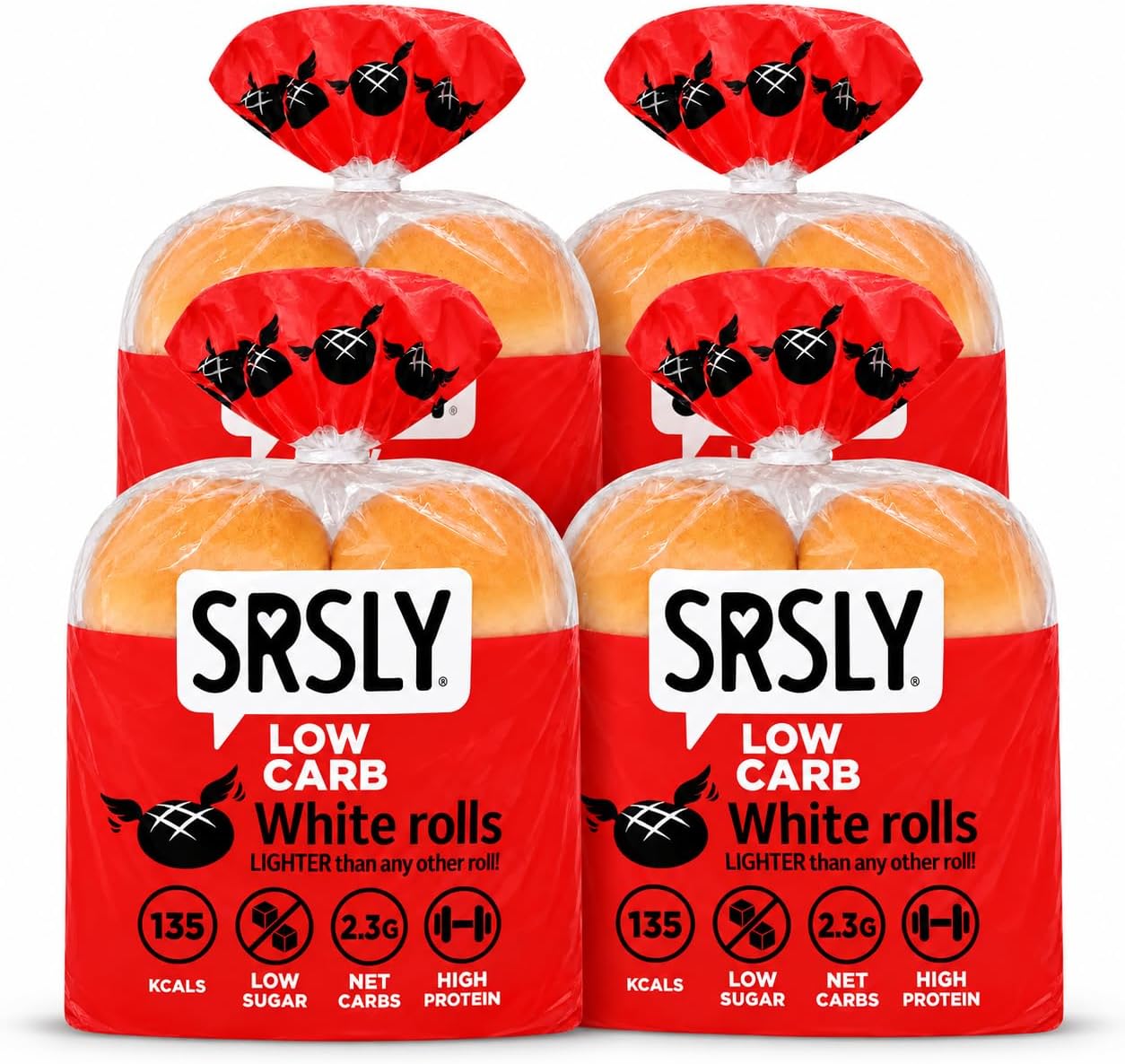 SRSLY Low Carb Keto Bread Rolls – Freshly Baked Light & Fluffy White Bread – Sugarwise Certified Low Sugar High Protein Bread Rolls