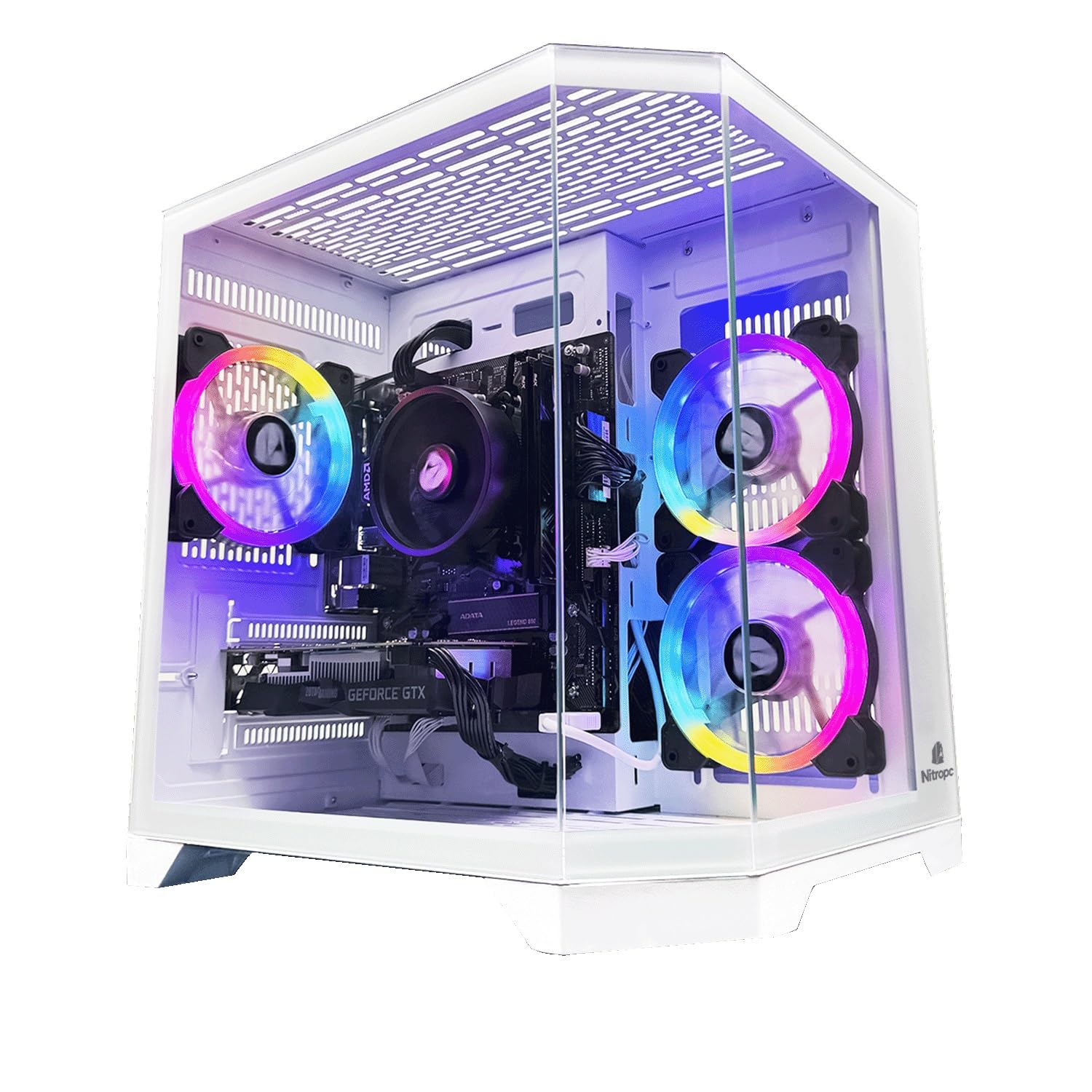 NitroPC PC Gaming Avanzado · FPS144 · 1440p Alto · R7 5700X + RTX 5060, RAM 16GB, M.2 1TB, Windows 11 Pro, WiFi, Blanco