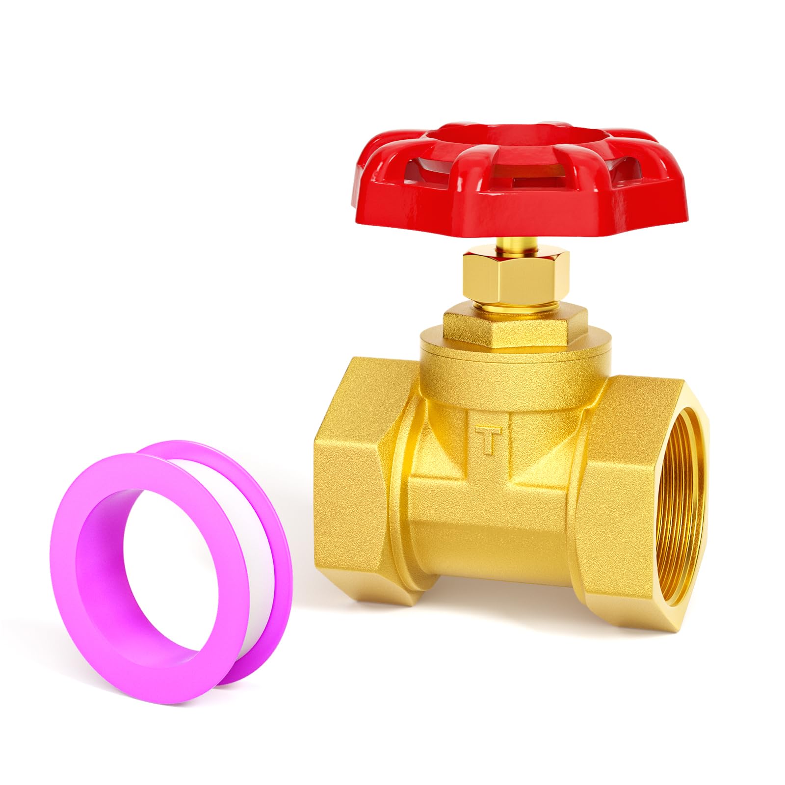Vanne à soupape industrielle en laiton robuste 1-1/2" BSP avec poignée à volant pour l'eau, le pétrole et le gaz