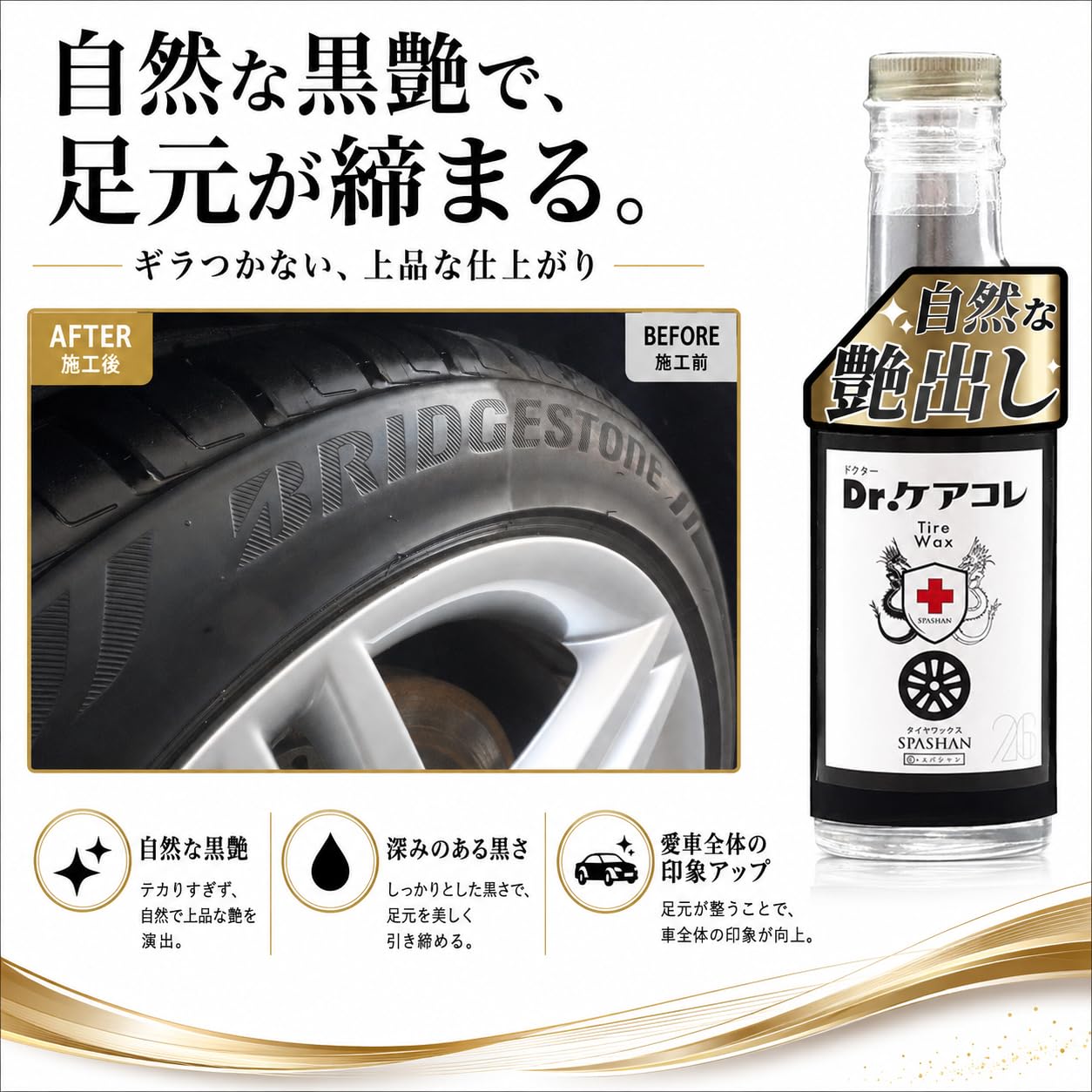 Amazon.co.jp: スパシャン Dr.ケアコレ タイヤワックス 200ml 艶出し