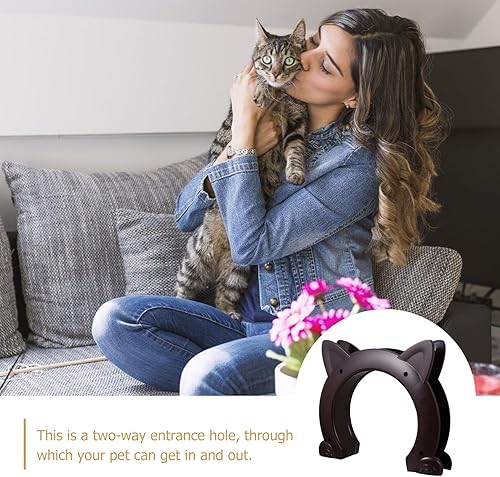 Miniatura 9 de DOITOOL Portal de puerta para gatos integrado para mascotas para puertas interiores, plástico ABS resistente a la intemperie, túnel de paso seguro