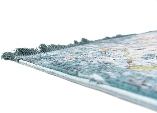 Miniatura 11 de Unique Loom Baracoa Collection - Alfombra de área Alamar, rectangular, 5 pies 5 pulgadas x 8 pies, azuloliva