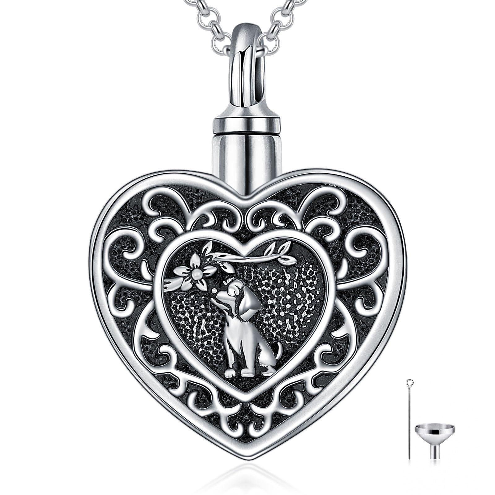 LONAGO Urn Necklace for Ashes 925 Sterling Silver Always in My Heart Keepsake Cremation Pendant Necklace