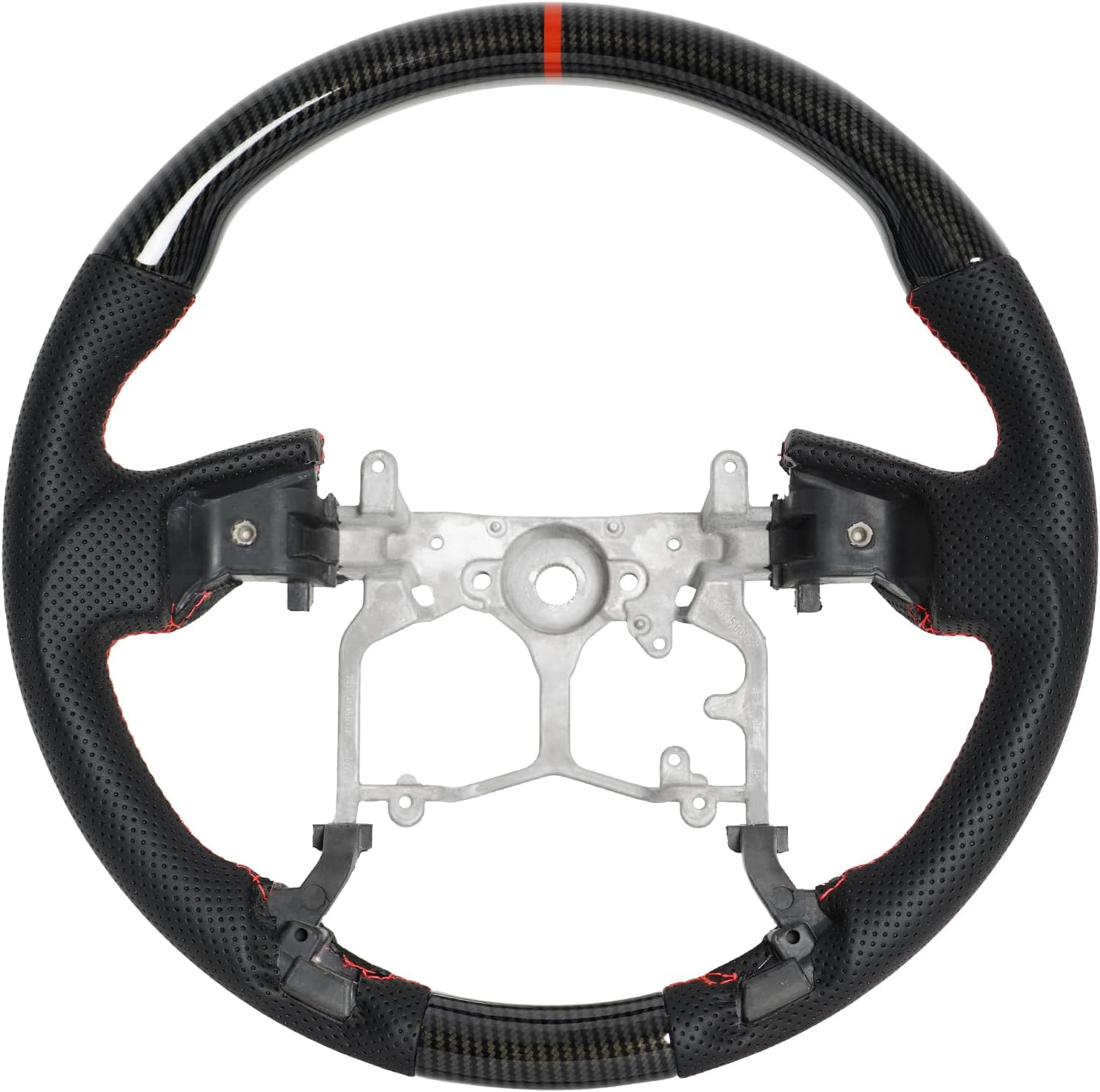 Full Leather Steering Wheel, D-Shaped Flat Bottom Perforated Leather Grip Car Steering Wheel Fit for Toyota 4Runner 2010-2024/Tundra 2014-2021/Tacoma 2012-2023