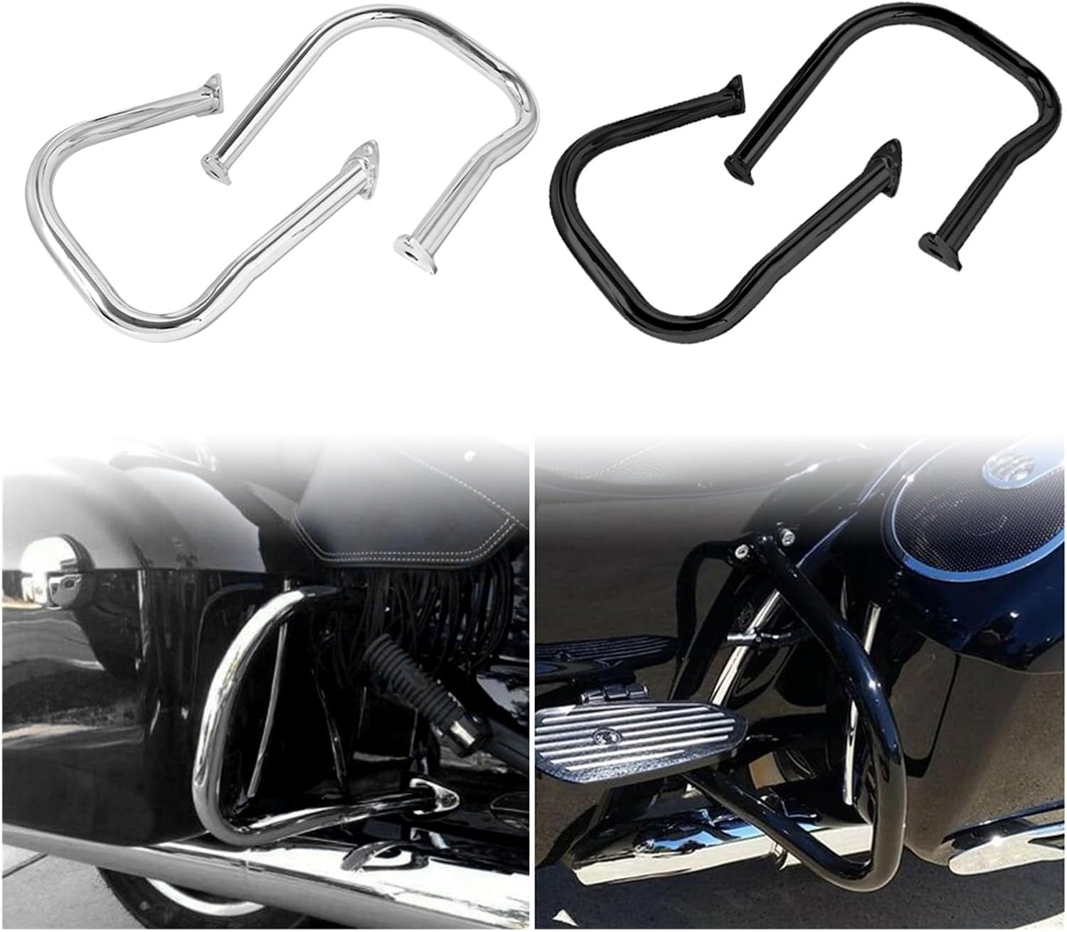 Chrome Black Rear Highway Bars Compatible with Classic Vintage 2014-2020 19 Dark Horse (Color : Black)