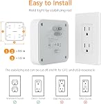 Extendeur mural, TESSAN 4 Splitter multi prise avec 2 USB C et 1 USB Ports de recharge, bloc d'extension de prise multiple avec protecteur de surpression pour la maison, la cuisine, le bureau, la dorme, Gray