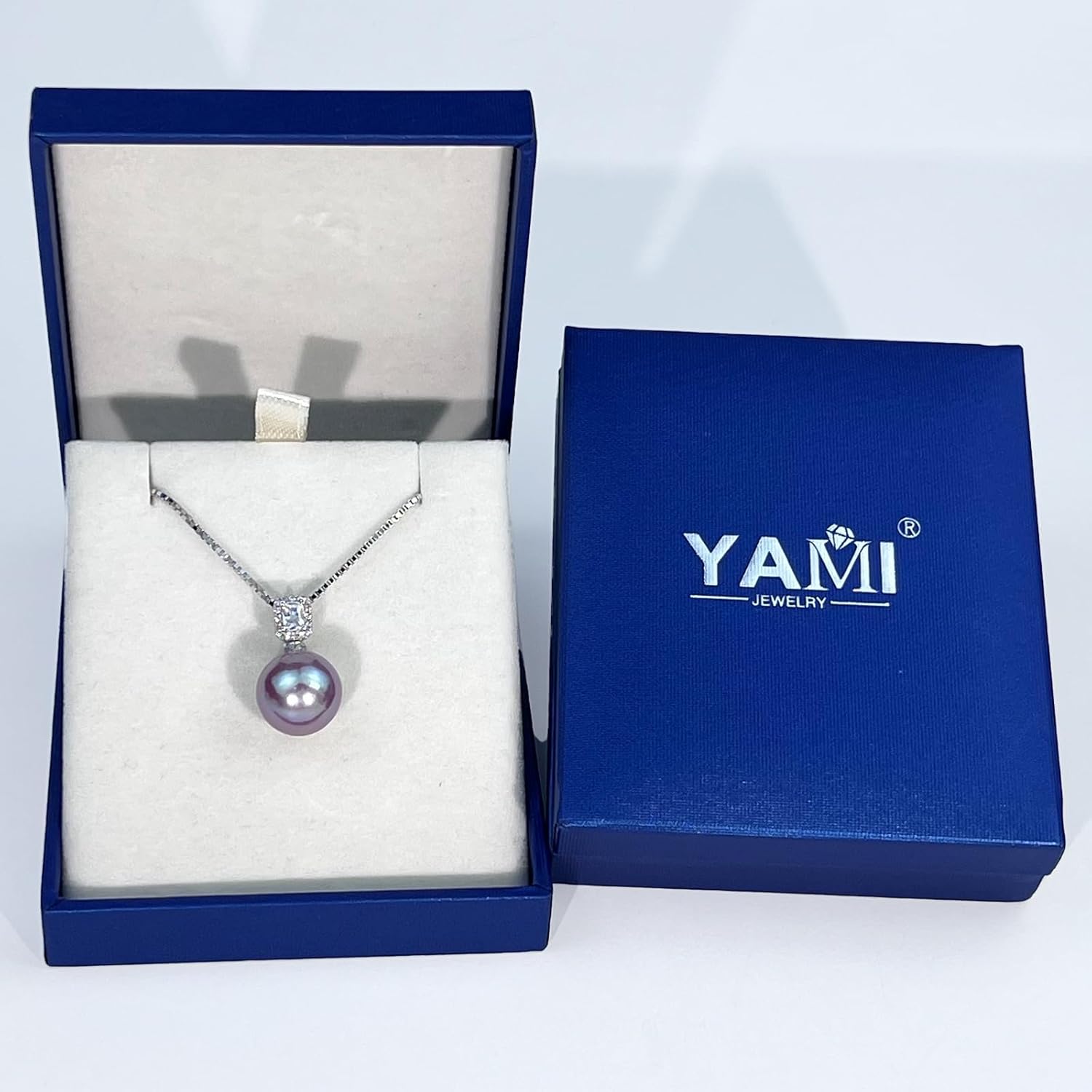 YAMI Pearl Necklace,11-12mm Round Tahitian/Akoya/Edison Cultured Pearl, 925 Sterling Silver Adjustable Chain (18-20IN), 5A Cubic Zirconia, Elegant Luxury Jewelry Gift for Women, Blue/Black/Purple - Image 4