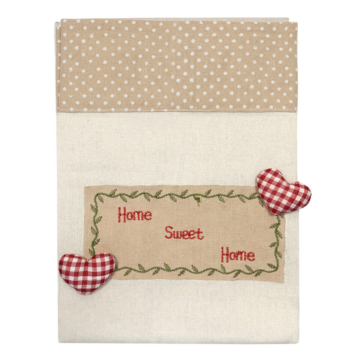 Rideaux 2 Pièces Cœur Shabby Chic - 60x150 Cm - Tissu Semi-transparent Beige - Pour Fenêtre Ou Porte Intérieure