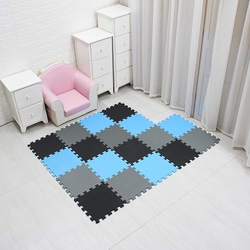 Miniatura 2 de MQIAOHAM 18 Piezas de Tapetes de Juego de Rompecabezas, Alfombra de Juego Suave para Bebés, Azulejos de Piso de Espuma Entrelazados para Niños,