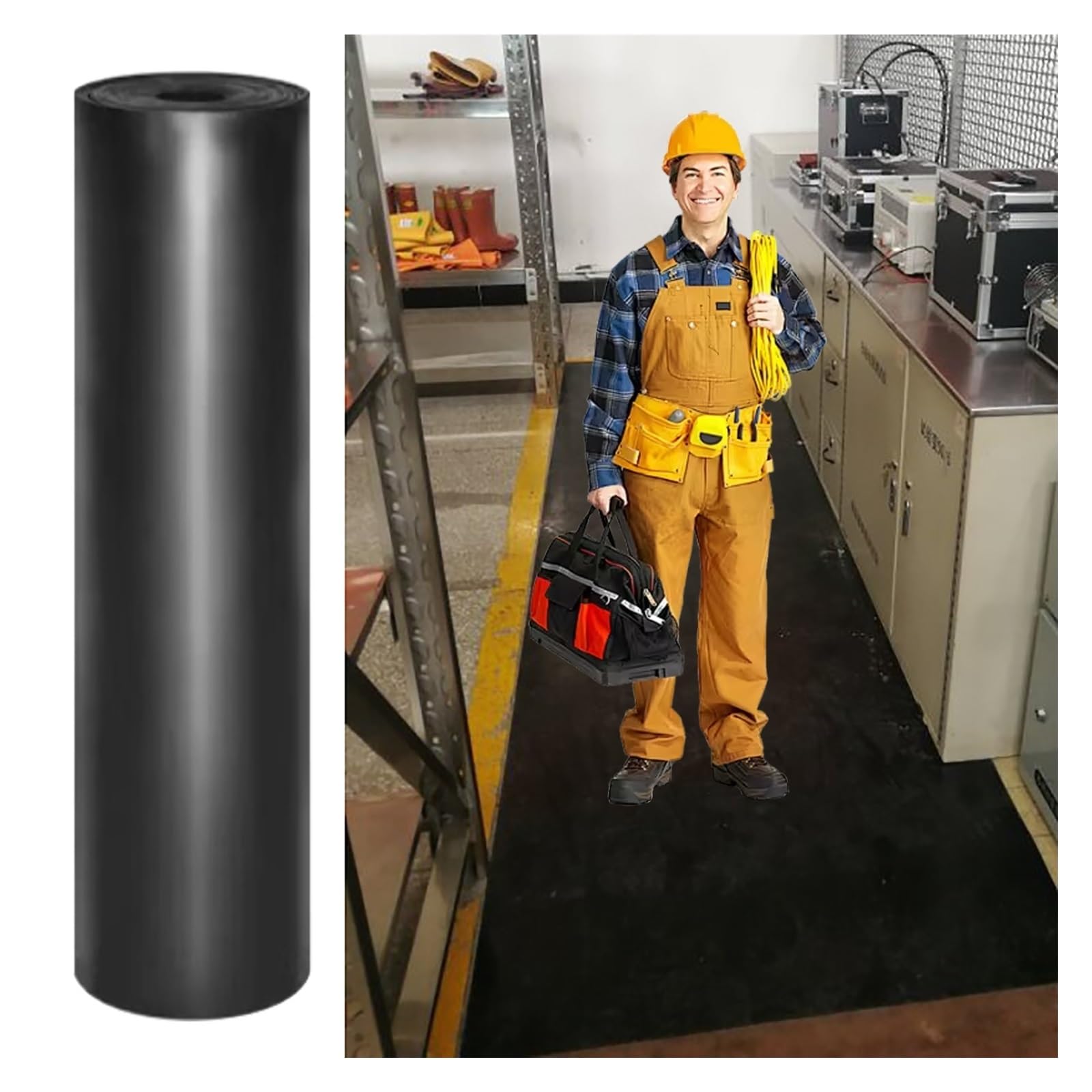 Rollo de alfombrilla de goma aislante eléctrico, suelo de seguridad de alto voltaje para subestaciones y sitios de construcción