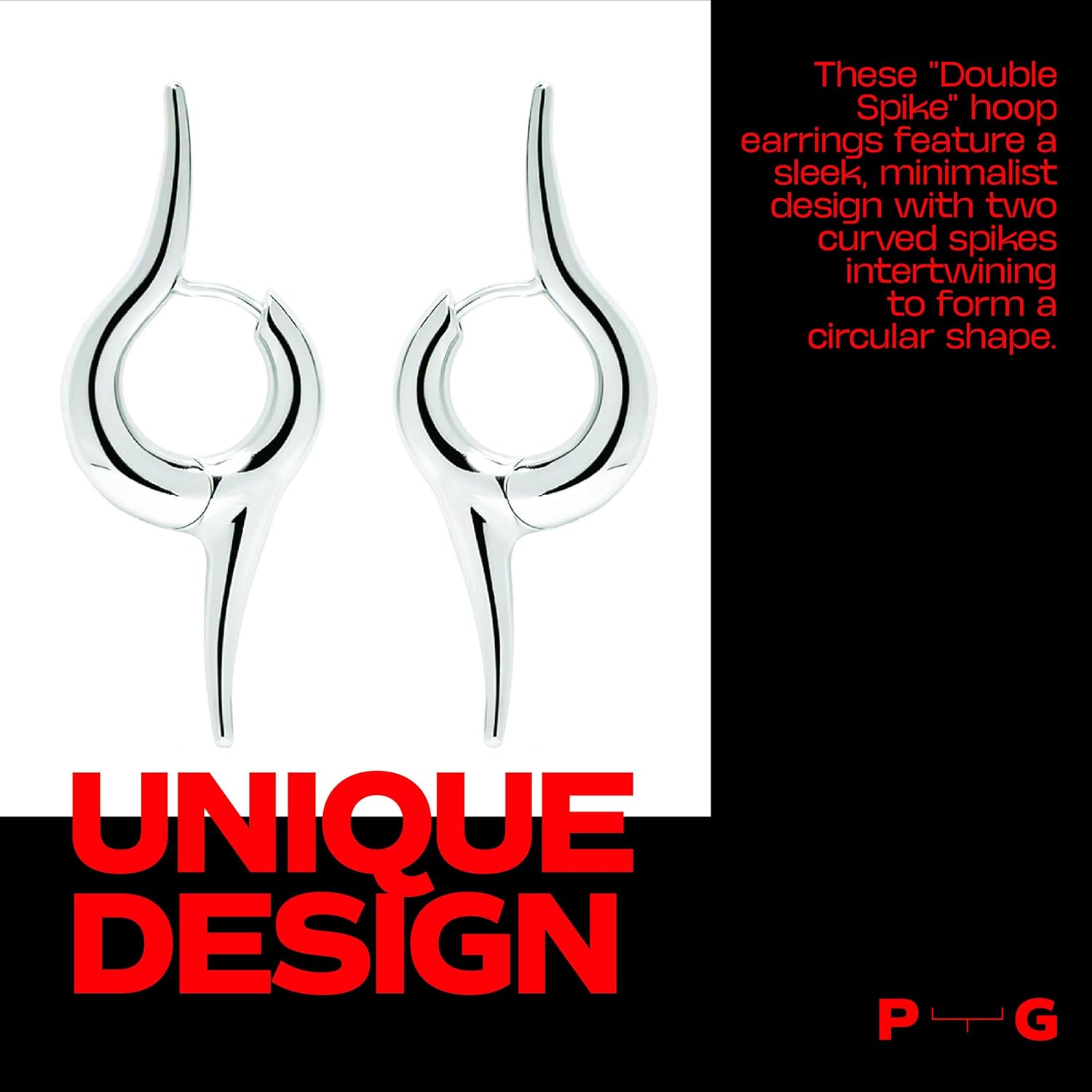 Premium Quality | 18K Platinum Plated Spike Hoop Earrings For Women | Lightweight & Comfortable | Haute Couture Aesthetics | Pump Up The Gem | US Brand | - Image 3