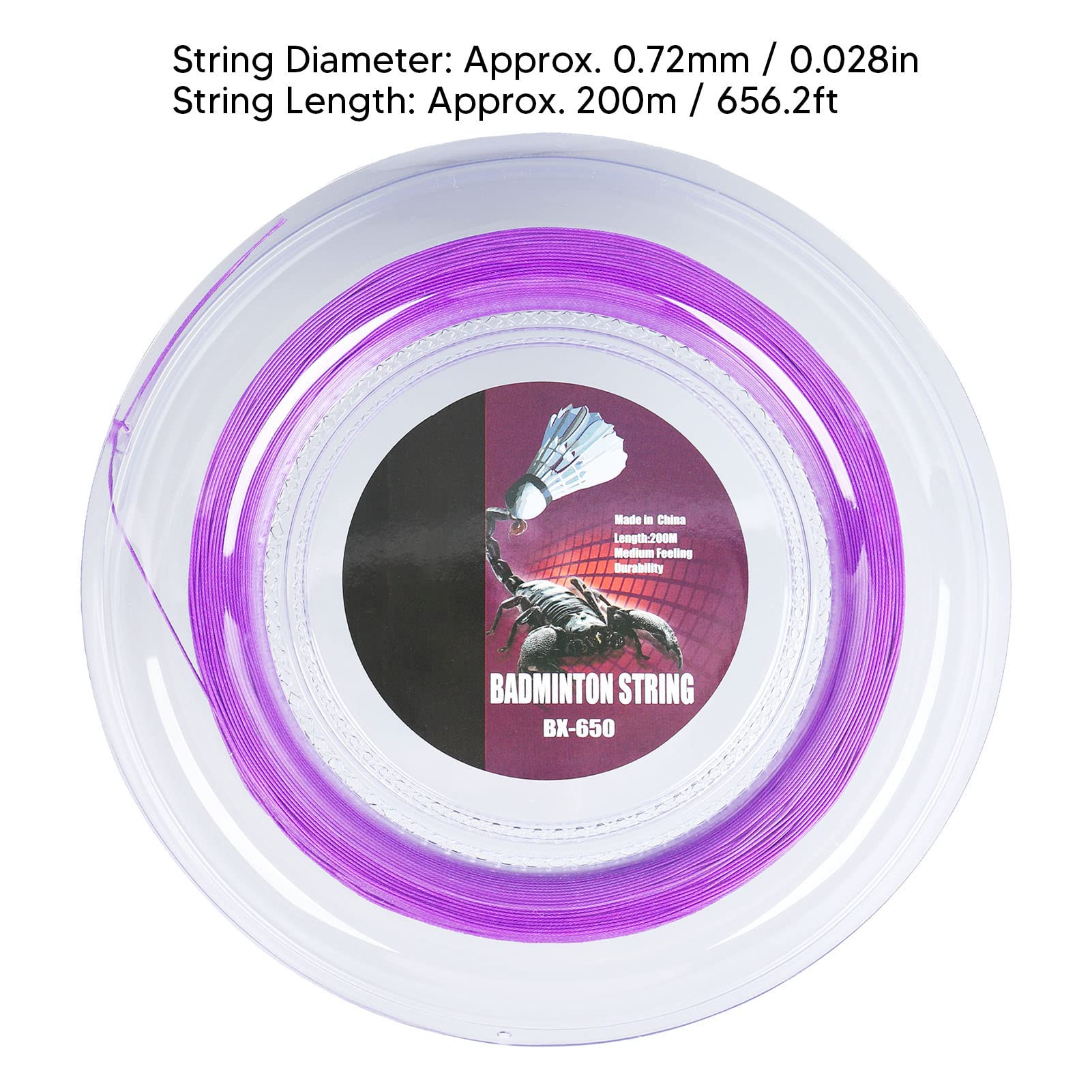 Keenso Corde de Raquette de Badminton, 0,72 Mm 200 M Corde de Raquette de Badminton Ligne de Corde en Nylon D'entraînement de Badminton BX 650