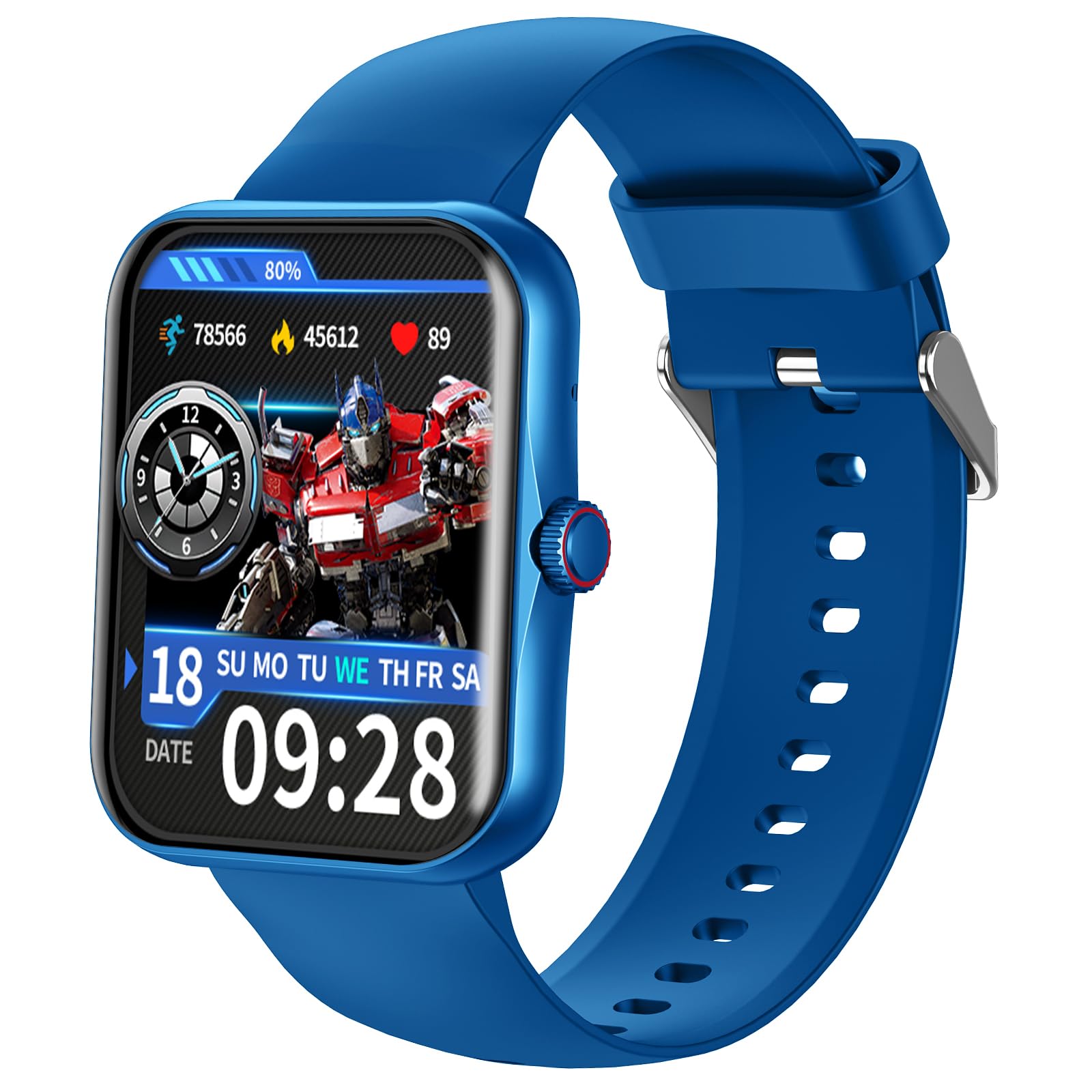 Montre Connectée Enfant, Montre Intelligente Fitness pour Enfant, Bleu