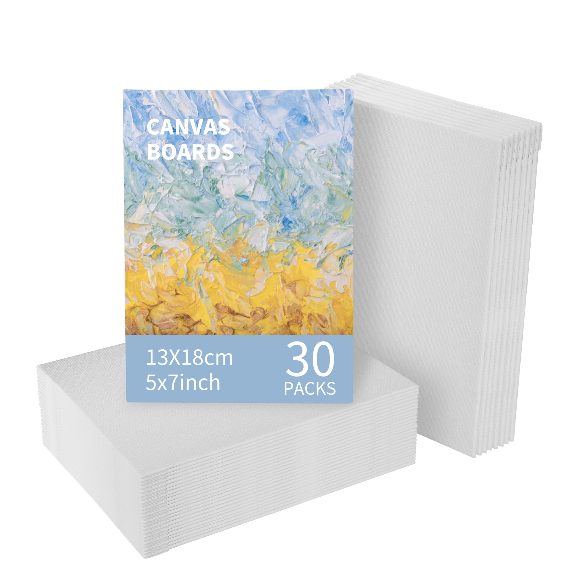 Châssis entoilé en coton pour peinture acrylique et huile - Lot de 30 mini panneaux blancs 13x18 cm