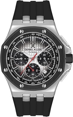 Daniel Klein, Watch for Men, Multifunction Mens Watch - Colorful Wrist Watch for Men, Analog Wrist Watch, Rubber Strap Watches for Men