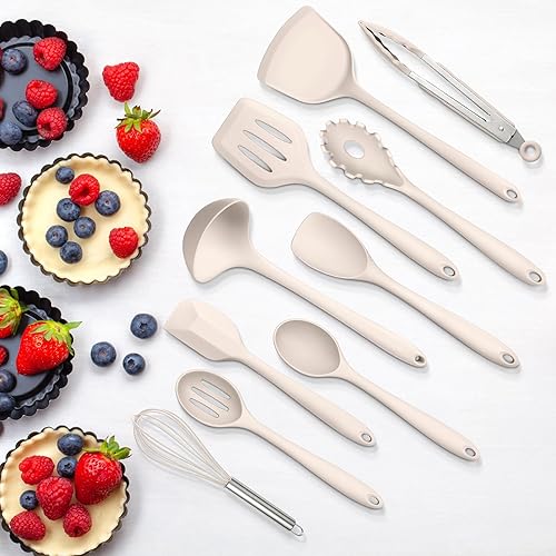Miniatura 8 de Leonyo - Juego de 10 utensilios de cocina de silicona para cocinar, herramienta de cocina de silicona resistente al calor de 446 F con espátula