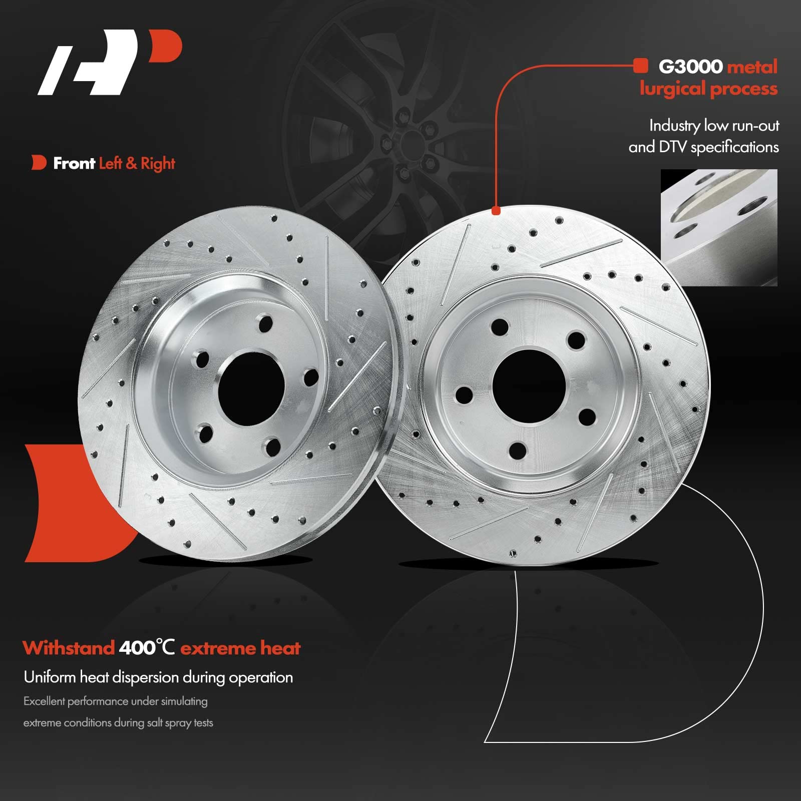 Hart Brakes Komplett-Bremsensatz Vorne & Hinten - Keramik-Beläge & Gebohrte/schlitzte Rotoren Für Dodge Durango, Jeep Grand Cherokee