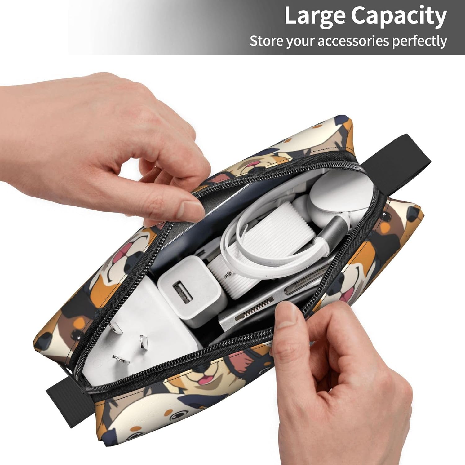 Adorable puppy Makeup Bag Small Compact & Durable Dogs Travel Cosmetic Bag Organizer Oxford Fabric Multi-Purpose Storage Perfect for Travel, Gym, Daily Use image 5