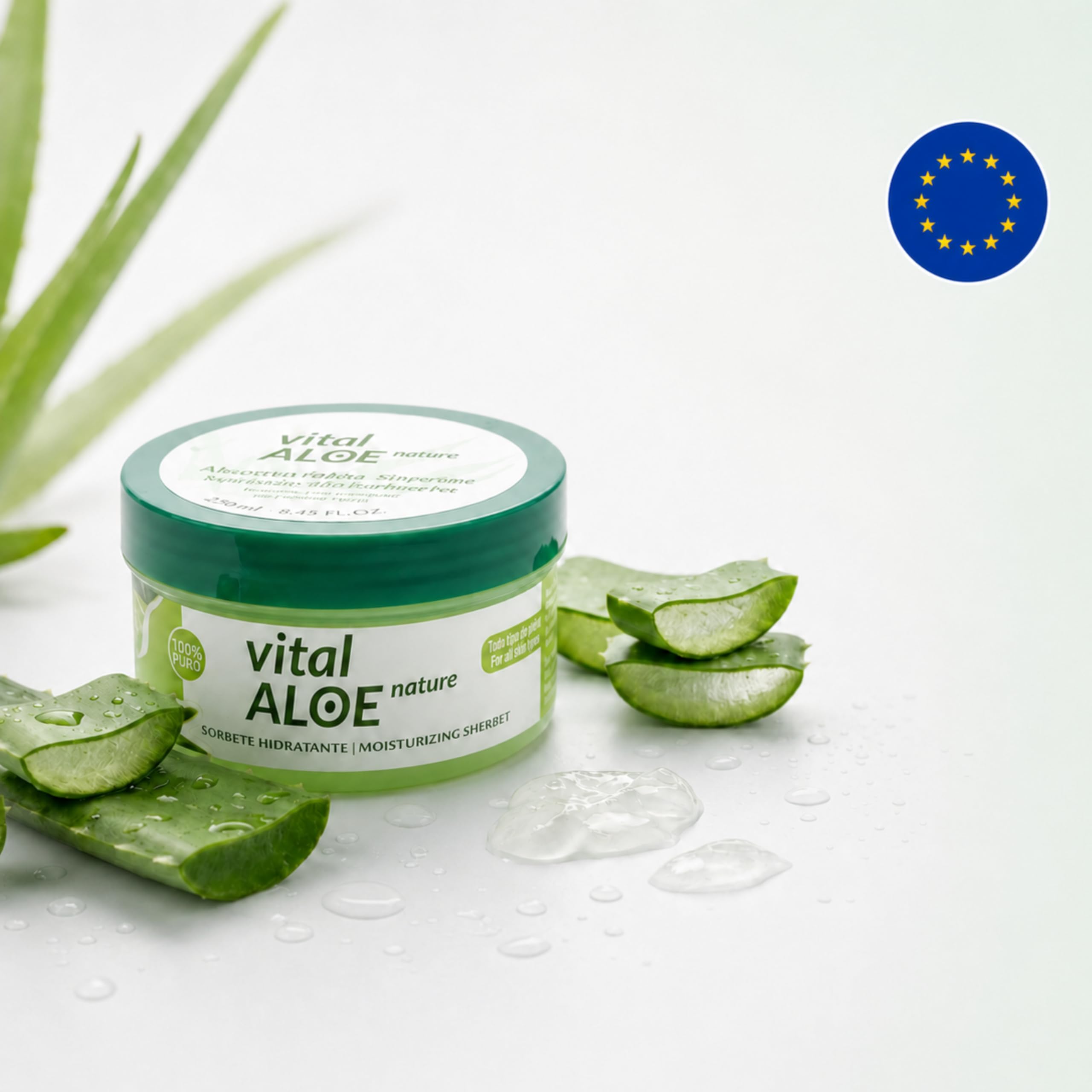 Aloe Vera Feuchtigkeitssorbet 5x250 ml | Creme-Gel für Gesicht und Körper mit Bio-Aloe Vera | Leichte Erfrischende Textur | After Sun und Nach der Haarentfernung | Vegan, Ohne Parabene und Silikone
